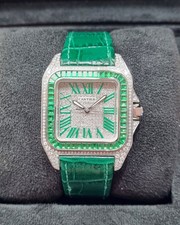 Cartier Santos 100 Custom set diamond Bezel & Dial 2016 Box & Papers