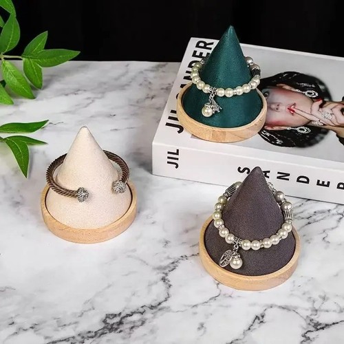 Wood cone jewelry display - jewelry,