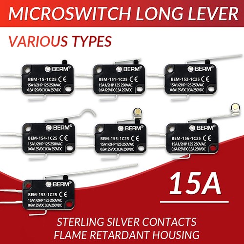 Microswitch long lever 15a - long,
