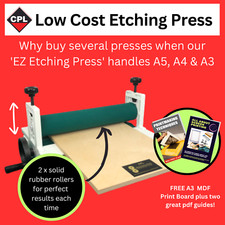 ETCHING PRINTING PRESS, LINOCUT, INTAGLIO ETC. FREE PRINT BED + 2 PDF GUIDES