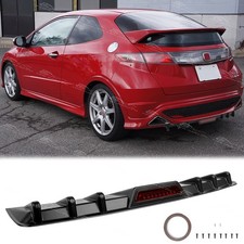 For Honda Civic Type R FN2 Gloss Rear Bumper Diffuser Spoiler Splitter Fins Lip