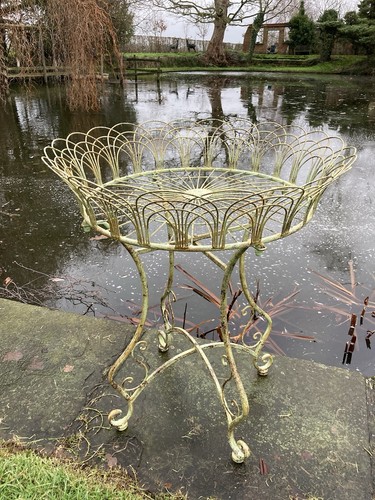 Large green metal jardiniere - large,