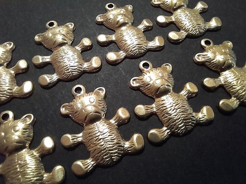 Stamped brass teddy bear - brass,