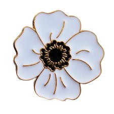 White poppies peace commemorative pin badge
