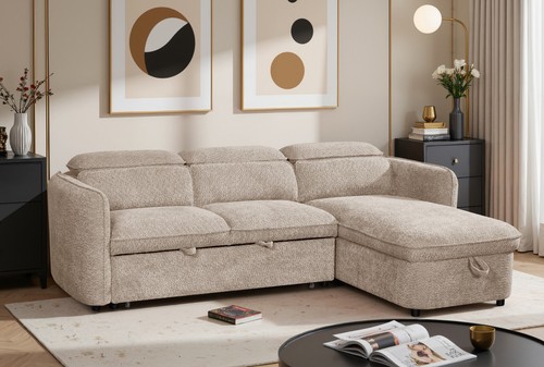 Corner sofa bed shape with - bed, l
