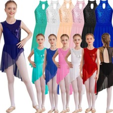Girl's Shiny Sequins Ballet Leotard Dress Jazz Modern Stage Peformance Costume