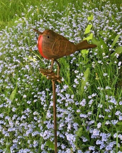 Metal robin garden stake - robin,