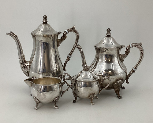 Silver plated tea coffee set - silver,