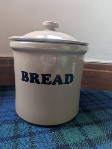 Vintage stoneware bread bin - vintage,