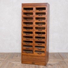 VINTAGE TAYLORS HABERDASHERY CABINET WITH GLASS FRONTED DRAWERS TAMBOUR FRONT