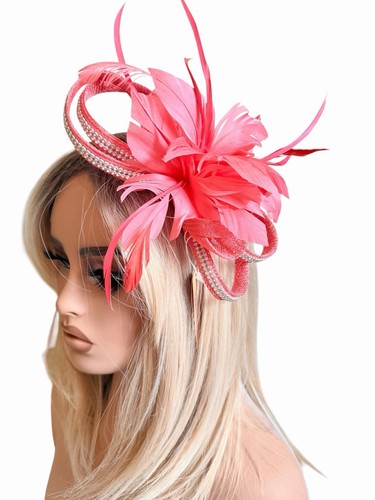 Coral pink siminay and feather - pink,