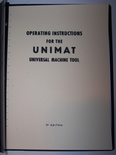Unimat operators instructions - operators,