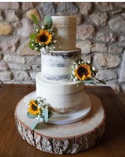 Wooden log cake stand cut from real timber, wedding / celebration cake stands
