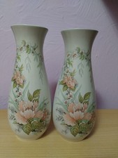 Peach Flower Pattern  Vase Pair/Vintage Vase Pair 23,5 cm