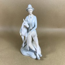 Porcelanas Miquel Requena S.A. Valencia Porcelain Man Holding Horse Figurine