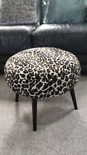Designers Snow Leopard Table Stool Velvet Round Makeup Vanity Chair Metal Legs