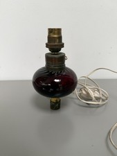 antique cranberry oil lamp