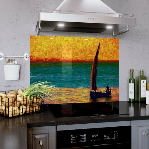 Glass splashback kitchen tile - kitchen,