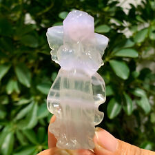 83G Natural  fluorite carving angel quartz crystal healing gift