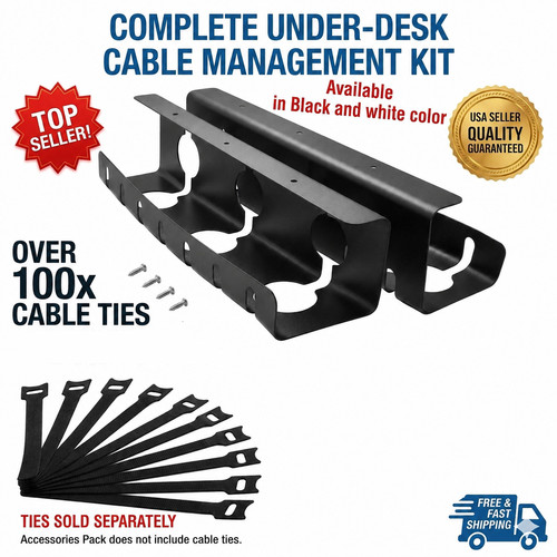 Black white metal under desk - ,