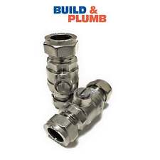 2 x 15mm Full Bore Compression Isolating Shut Off Isolation Valve Chrome