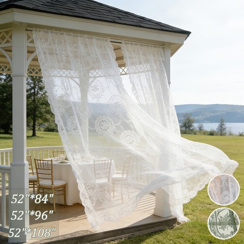 Pair lace sheer curtains - lace,