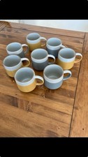 8 stylish Habitat two tone Mugs 4 Grey, 4 Mustard