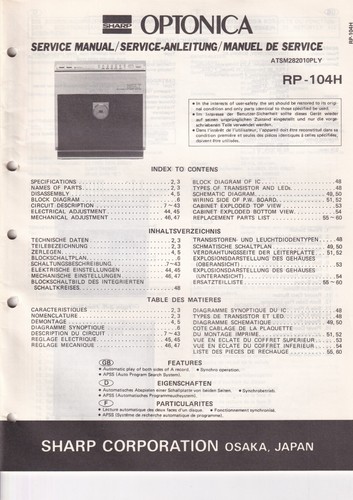 Service manual for - , sharp