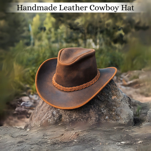 Mens cowboy hat - hat, leather