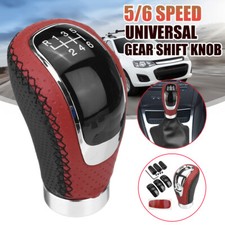 5/6 Speed 3 Cap Red PU Leather Manual Car Gear Shift Lever Shifter Stick Knob