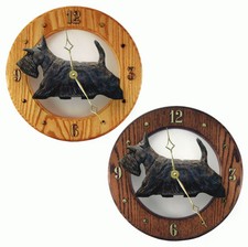 Scottish Terrier Wood Clock Black