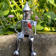 Mini Sitting Tin Man Garden Decor Ornament
