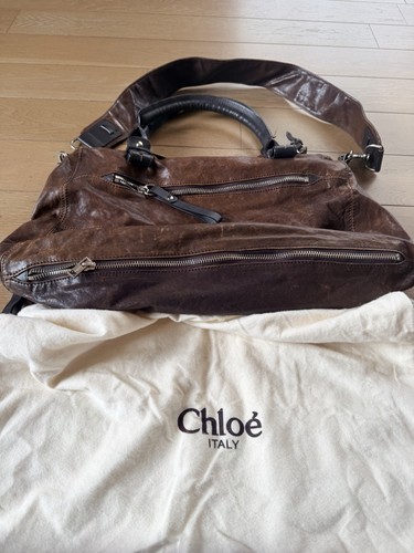 Brown leather shoulder - leather, bag