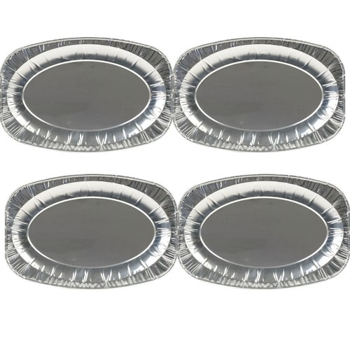 Oval aluminium serving platter - aluminium,