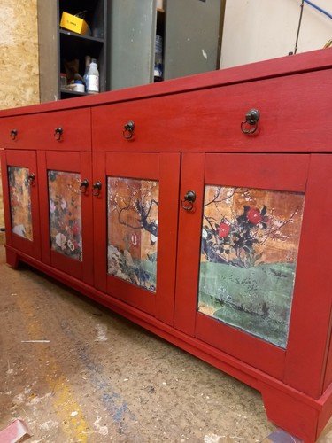 Oriental print red - oriental, chalk