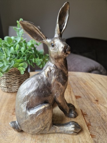 Bronze sitting hare rabbit - bronze,