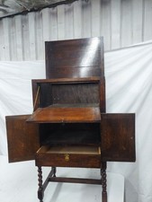Vintage Oak Phone Cabinet / Occasional Table – Bakelite Handles, Drawer &...