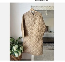 BN Zara Beige Quilted Faux Leather Coat size Medium  14-18