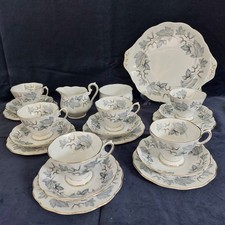 Vintage Bone China Royal Albert Silver Maple Tea Set Teacups Saucers Plates