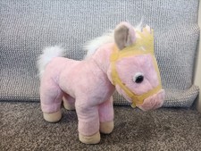 zapf creation Baby Born VGC pink White Horse With glitter tiara Reigns.