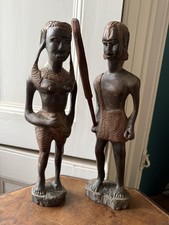 Pair of hand-carved vintage