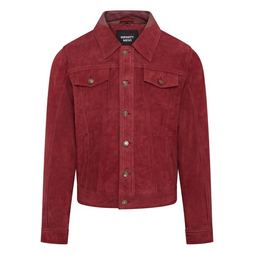 Mens burgundy trucker leather - burgundy,