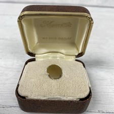 Vintage Krementz Oval Tie Tack Brushed Gold Plated With Box PC