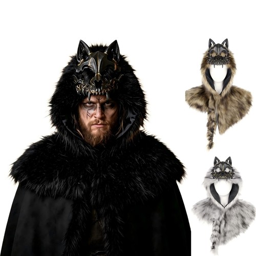 Viking wolf hood cape - viking,