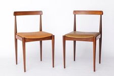 Pair Vintage Danish Rosewood Dining Chairs, 1960s Mid Century Modern, Leather