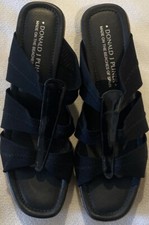 Donald J Pliner Black Wedge/Plaltform Slip On Sandals Size 9.5M EUC