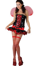 Ladies Lovebug Ladybug Fancy Dress Costume Corset, Skirt & Wings  one size