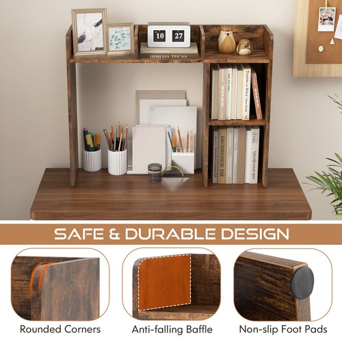 Desk bookshelf tier display - desk, 3-tier