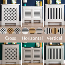 White Radiator Cover Shelf Cabinet Grey Modern MDF Wood Slat Grill Furniture