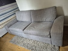 IKEA Grey 3-and-2 Seater Sofa Set with Footstool Good Condition